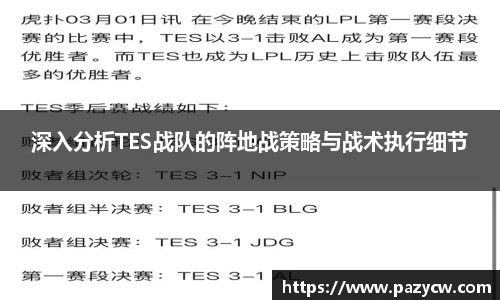 深入分析TES战队的阵地战策略与战术执行细节